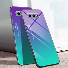 Samsung Galaxy S10e用ハイブリットバンパーケース プラスチック 鏡面 虹 グラデーション 勾配色 カバー H02 サムスン グリーン