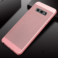 Samsung Galaxy S10e用ハードケース プラスチック メッシュ デザイン カバー W01 サムスン ローズゴールド