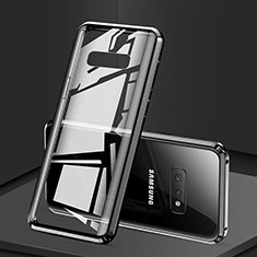 Samsung Galaxy S10e用ケース 高級感 手触り良い アルミメタル 製の金属製 360度 フルカバーバンパー 鏡面 カバー サムスン ブラック