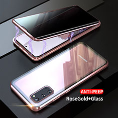 Samsung Galaxy S20 5G用ケース 高級感 手触り良い アルミメタル 製の金属製 360度 フルカバーバンパー 鏡面 カバー LK1 サムスン ローズゴールド