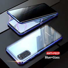 Samsung Galaxy S20 5G用ケース 高級感 手触り良い アルミメタル 製の金属製 360度 フルカバーバンパー 鏡面 カバー LK1 サムスン ネイビー