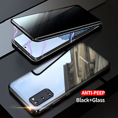 Samsung Galaxy S20 5G用ケース 高級感 手触り良い アルミメタル 製の金属製 360度 フルカバーバンパー 鏡面 カバー LK1 サムスン ブラック