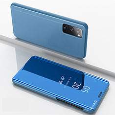 Samsung Galaxy S20 5G用手帳型 レザーケース スタンド 鏡面 カバー ZL1 サムスン ネイビー