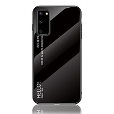 Samsung Galaxy S20 5G用ハイブリットバンパーケース プラスチック 鏡面 虹 グラデーション 勾配色 カバー LS1 サムスン ブラック
