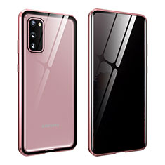 Samsung Galaxy S20 5G用ケース 高級感 手触り良い アルミメタル 製の金属製 360度 フルカバーバンパー 鏡面 カバー LK2 サムスン ローズゴールド