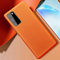 Samsung Galaxy S20 5G用ケース 高級感 手触り良いレザー柄 R01 サムスン オレンジ
