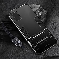 Samsung Galaxy S20 5G用ハイブリットバンパーケース スタンド プラスチック 兼シリコーン カバー R01 サムスン ブラック