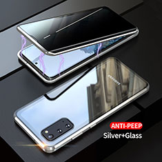 Samsung Galaxy S20用ケース 高級感 手触り良い アルミメタル 製の金属製 360度 フルカバーバンパー 鏡面 カバー LK1 サムスン シルバー