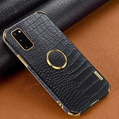 Samsung Galaxy S20用ケース 高級感 手触り良いレザー柄 XD1 サムスン ブラック