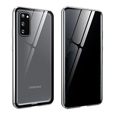 Samsung Galaxy S20用ケース 高級感 手触り良い アルミメタル 製の金属製 360度 フルカバーバンパー 鏡面 カバー LK2 サムスン シルバー