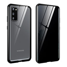 Samsung Galaxy S20用ケース 高級感 手触り良い アルミメタル 製の金属製 360度 フルカバーバンパー 鏡面 カバー LK2 サムスン ブラック