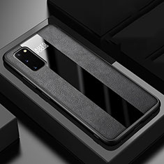 Samsung Galaxy S20用シリコンケース ソフトタッチラバー レザー柄 カバー H01 サムスン ブラック