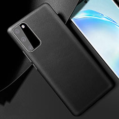 Samsung Galaxy S20用ケース 高級感 手触り良いレザー柄 R01 サムスン ブラック