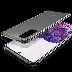 Samsung Galaxy S20用極薄ソフトケース シリコンケース 耐衝撃 全面保護 クリア透明 S03 サムスン ブラック