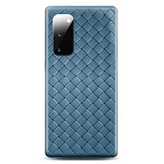 Samsung Galaxy S20用シリコンケース ソフトタッチラバー レザー柄 カバー H03 サムスン ブルー