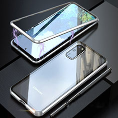 Samsung Galaxy S20用ケース 高級感 手触り良い アルミメタル 製の金属製 360度 フルカバーバンパー 鏡面 カバー T01 サムスン シルバー