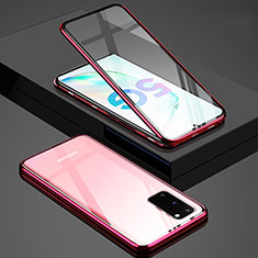 Samsung Galaxy S20用ケース 高級感 手触り良い アルミメタル 製の金属製 360度 フルカバーバンパー 鏡面 カバー T02 サムスン レッド