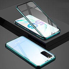 Samsung Galaxy S20用ケース 高級感 手触り良い アルミメタル 製の金属製 360度 フルカバーバンパー 鏡面 カバー T02 サムスン グリーン