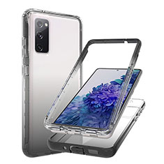 Samsung Galaxy S20 FE (2022) 5G用前面と背面 360度 フルカバー 極薄ソフトケース シリコンケース 耐衝撃 全面保護 バンパー 勾配色 透明 JX1 サムスン ブラック