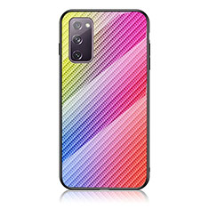 Samsung Galaxy S20 FE (2022) 5G用ハイブリットバンパーケース プラスチック 鏡面 虹 グラデーション 勾配色 カバー LS2 サムスン ピンク