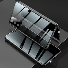 Samsung Galaxy S20 FE (2022) 5G用ケース 高級感 手触り良い アルミメタル 製の金属製 360度 フルカバーバンパー 鏡面 カバー サムスン ブラック
