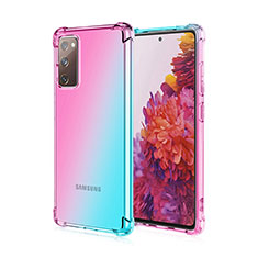 Samsung Galaxy S20 FE 4G用極薄ソフトケース グラデーション 勾配色 クリア透明 G01 サムスン シアン