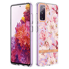 Samsung Galaxy S20 FE 5G用シリコンケース ソフトタッチラバー バタフライ パターン カバー Y06B サムスン ピンク