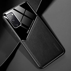 Samsung Galaxy S20 Lite 5G用シリコンケース ソフトタッチラバー レザー柄 アンドマグネット式 サムスン ブラック