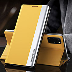 Samsung Galaxy S20 Plus 5G用手帳型 レザーケース スタンド カバー QH2 サムスン イエロー