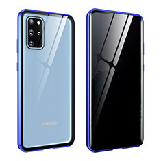 Samsung Galaxy S20 Plus 5G用ケース 高級感 手触り良い アルミメタル 製の金属製 360度 フルカバーバンパー 鏡面 カバー LK2 サムスン ネイビー