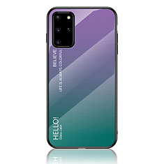 Samsung Galaxy S20 Plus 5G用ハイブリットバンパーケース プラスチック 鏡面 虹 グラデーション 勾配色 カバー LS1 サムスン マルチカラー