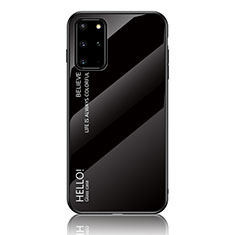 Samsung Galaxy S20 Plus 5G用ハイブリットバンパーケース プラスチック 鏡面 虹 グラデーション 勾配色 カバー LS1 サムスン ブラック