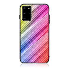 Samsung Galaxy S20 Plus 5G用ハイブリットバンパーケース プラスチック 鏡面 虹 グラデーション 勾配色 カバー LS2 サムスン ピンク