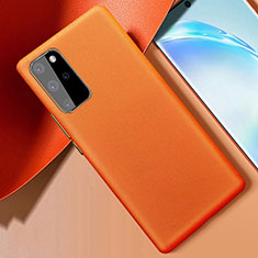 Samsung Galaxy S20 Plus 5G用ケース 高級感 手触り良いレザー柄 R01 サムスン オレンジ
