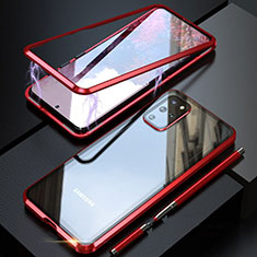 Samsung Galaxy S20 Plus 5G用ケース 高級感 手触り良い アルミメタル 製の金属製 360度 フルカバーバンパー 鏡面 カバー T01 サムスン レッド