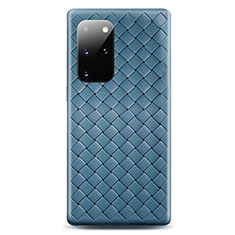Samsung Galaxy S20 Plus 5G用シリコンケース ソフトタッチラバー レザー柄 カバー H05 サムスン ブルー
