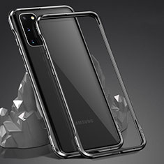 Samsung Galaxy S20 Plus用ケース 高級感 手触り良い アルミメタル 製の金属製 360度 フルカバーバンパー 鏡面 カバー LK3 サムスン ブラック