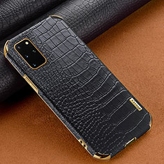 Samsung Galaxy S20 Plus用ケース 高級感 手触り良いレザー柄 サムスン ブラック