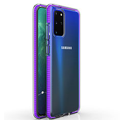 Samsung Galaxy S20 Plus用極薄ソフトケース シリコンケース 耐衝撃 全面保護 クリア透明 H01 サムスン パープル