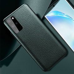 Samsung Galaxy S20 Plus用ケース 高級感 手触り良いレザー柄 R02 サムスン グリーン