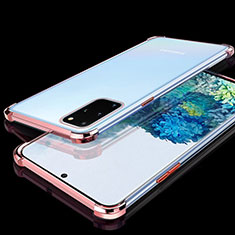 Samsung Galaxy S20 Plus用極薄ソフトケース シリコンケース 耐衝撃 全面保護 クリア透明 S02 サムスン ローズゴールド