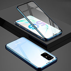 Samsung Galaxy S20 Plus用ケース 高級感 手触り良い アルミメタル 製の金属製 360度 フルカバーバンパー 鏡面 カバー T02 サムスン ネイビー