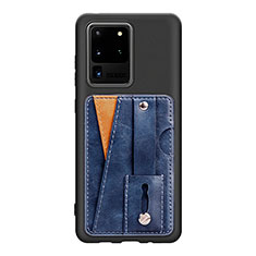 Samsung Galaxy S20 Ultra 5G用極薄ソフトケース シリコンケース 耐衝撃 全面保護 マグネット式 バンパー S08D サムスン ネイビー