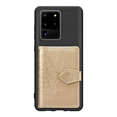 Samsung Galaxy S20 Ultra 5G用極薄ソフトケース シリコンケース 耐衝撃 全面保護 マグネット式 バンパー S13D サムスン ゴールド