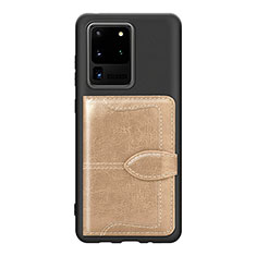 Samsung Galaxy S20 Ultra 5G用極薄ソフトケース シリコンケース 耐衝撃 全面保護 マグネット式 バンパー S14D サムスン ゴールド