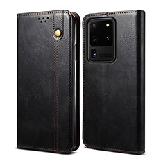 Samsung Galaxy S20 Ultra 5G用手帳型 レザーケース スタンド カバー B01S サムスン ブラック