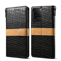 Samsung Galaxy S20 Ultra 5G用手帳型 レザーケース スタンド カバー B02S サムスン ブラック