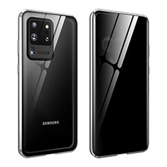 Samsung Galaxy S20 Ultra 5G用ケース 高級感 手触り良い アルミメタル 製の金属製 360度 フルカバーバンパー 鏡面 カバー LK2 サムスン シルバー