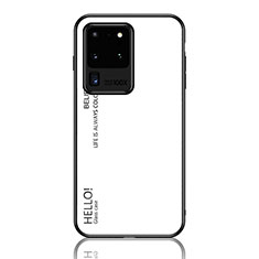 Samsung Galaxy S20 Ultra 5G用ハイブリットバンパーケース プラスチック 鏡面 虹 グラデーション 勾配色 カバー LS1 サムスン ホワイト