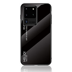 Samsung Galaxy S20 Ultra 5G用ハイブリットバンパーケース プラスチック 鏡面 虹 グラデーション 勾配色 カバー LS1 サムスン ブラック